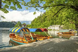 Images Dated 12th May 2021: Boats at Lake Bled, Slovenia