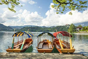 Images Dated 12th May 2021: Boats at Lake Bled, Slovenia
