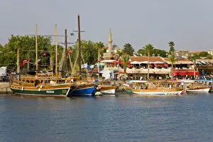 Images Dated 10th July 2008: Boats lining the harbourside, Side, Mediterranean Coast, Turkey