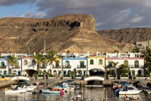 Canary Prints: Boats moored up at Puerto de Mogan, Gran Canaria, Canary Islands, Spain