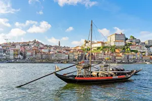 Ribeira Prints: Boats on the River Douro, looking towards the old neighbourhood of Ribeira