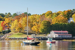 Rockport Prints: Boats at Rockport Harbour, Camden, Maine, USA