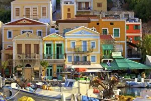 Mansion Gallery: Boats In Symi Harbour, Symi, Dodecanese, Greek Islands, Greece, Europe