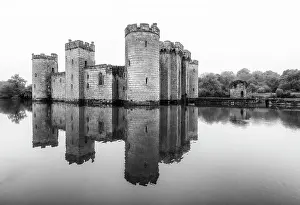 English Castle Prints: Bodiam Castle, a 14th-century moated castle near Robertsbridge in East Sussex, England