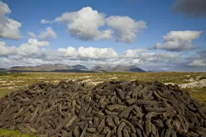 Images Dated 11th May 2009: Bog Landscape & Drying Bog Firewood, Connemara National Park, Connemara, Co. Galway