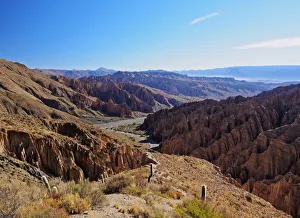 Bolivia, Potosi Department, Sur Lipez Province, Elevated view of El Sillar rock formations