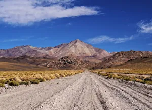 Bolivia, Potosi Department, Sur Lipez Province, Dirt Road and Cerro Lipez Bolivia, Potosi Department, Sur Lipez Province, Dirt Road and Cerro Lipez