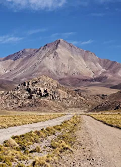 Bolivia, Potosi Department, Sur Lipez Province, Dirt Road and Cerro Lipez
