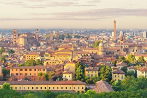 Urban Scene Prints: Bologna, Emilia Romagna, Italy. Asinelli Tower and cityscape