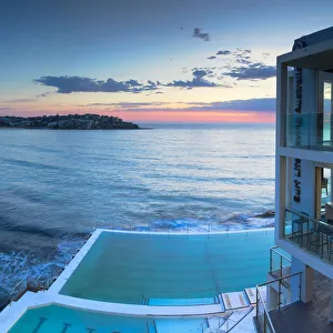 New South Wales Prints: Bondi Icebergs swimming pool at dawn, Bondi Beach, Sydney, New South Wales, Australia