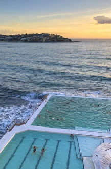 Bondi Icebergs swimming pool at sunrise, Bondi Beach, Sydney, New South Wales, Australia