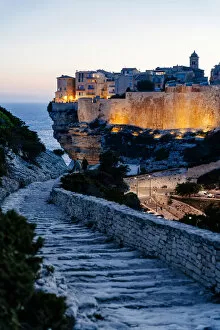 Images Dated 7th January 2021: Bonifacio, city and steep cliffs above the Mediterranean sea, Corsica, France