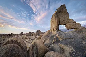 Alabama Hills Prints: Boot Arch at dawn in the Alabama Hills, California, USA. Summer (August) 2025