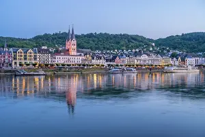 River Rhine Prints: Boppard at dusk, Rhine Valley, Rhineland-Palatinate, Germany