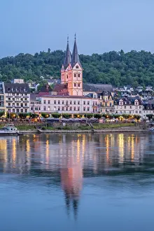 River Rhine Prints: Boppard at dusk, Rhine Valley, Rhineland-Palatinate, Germany