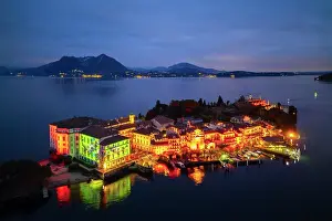 Blue Hour Prints: Borromean Islands illuminated for the Isole di luce - The circle of lights Christmas festivities