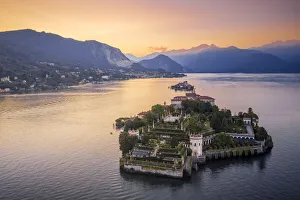 Hanging Prints: Borromean Islands during a summer sunset. Stresa, Lago Maggiore