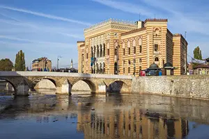 Bosnia and Herzegovina, Sarajevo, Bascarsija - The Old Quarter, Town Hall (Vijecnica)