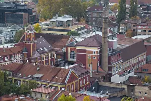 Bosnia and Herzegovina, Sarajevo, City view looking towards Sarajevo Brewery Museum