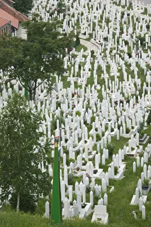 Images Dated 4th February 2008: Bosnia and Herzegovina, Sarajevo, Town view with Cemetery