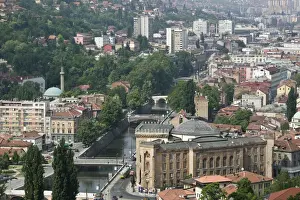 Bosnia and Herzegovina, Sarajevo, Town View and National Library