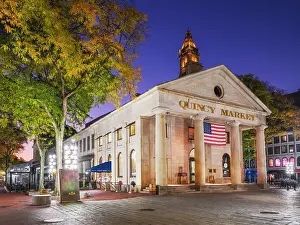 Marketplace Prints: Boston Downtown, Quincy Market and Faneuil Hall Boston, Massachusetts, USA
