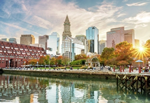 Docks Prints: Boston Long Wharf Harbor Walk, Boston, Massachusetts, USA