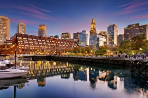 Seaport Prints: Boston Long Wharf Harbor Walk, Boston, Massachusetts, USA