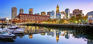 Seaport Prints: Boston Long Wharf Harbor Walk, Boston, Massachusetts, USA