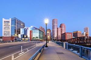 Blue Hour Prints: Boston skyline, Old Harbor, Boston, Massachusetts, USA