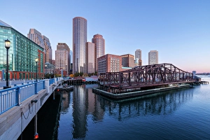 Blue Hour Prints: Boston skyline, Old Harbor, Boston, Massachusetts, USA