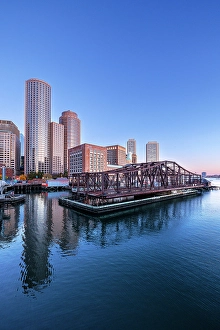 Blue Hour Prints: Boston skyline, Old Harbor, Boston, Massachusetts, USA