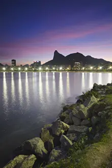 Corcovado Prints: Botafogo Bay and Christ the Redeemer statue (Cristo Redentor), Rio de Janeiro, Brazil