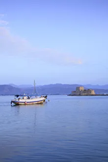 Renaissance Architecture Prints: Bourtzi Castle at Sunrise, Nafplio, Argolis, The Peloponnese, Greece, Southern Europe