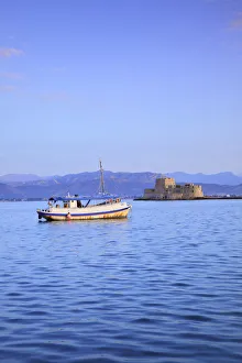 Bourtzi Castle at Sunrise, Nafplio, Argolis, The Peloponnese, Greece, Southern Europe