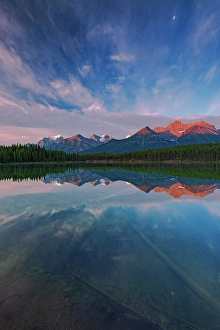Rocky Mountains Prints: The Bow Range reflected in Herbert Lake at dawn, Banff National Park, Alberta, Canada