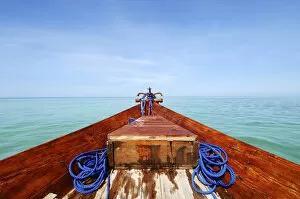 Bow of wooden boat, off east coast of Unguja Island, Zanzibar