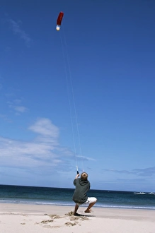 Scot Land Prints: A boy flies a kite on one of Colls many