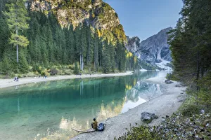Braies Prints: Braies Lake in Braies Valley, Bolzano Province, Trentino Alto Adige Region, Italy