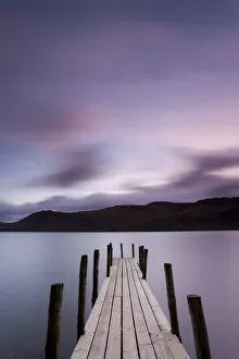 Brandelhow Bay jetty, Derwentwater, Keswick, Lake District, Cumbria, England