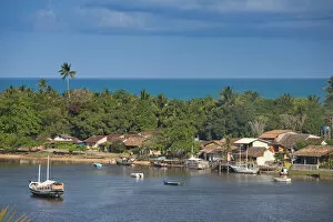 Images Dated 11th September 2012: Brazil, Bahia, Caraiva, View of Caraiva village with the Caraiva in the foreground