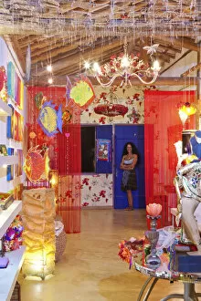 Display Gallery: Brazil, Bahia, Trancoso, the Le Com Cre arts and crafts boutique on the Praca Sao