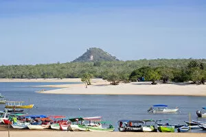 Amazon Collection: Brazil, Brazilian Amazon, Para, Tapajos river, Alter do Chao, boats moored on Love Island