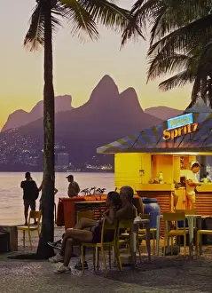 Brazil, City of Rio de Janeiro, Beach Bar at the Ipanema Beach with a view of