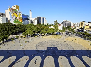 Santa Teresa Prints: Brazil, City of Rio de Janeiro, Lapa, Shadow of the Tram crossing the Carioca Aqueduct