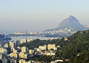 State Of Rio De Janeiro Prints: Brazil, City of Rio de Janeiro, Santa Marta, Elevated view over Humaita and Lagoa