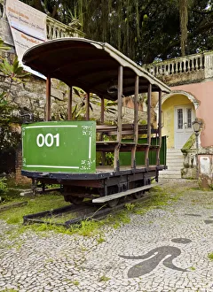 Santa Teresa Prints: Brazil, City of Rio de Janeiro, Santa Teresa, View of an old tram in front of