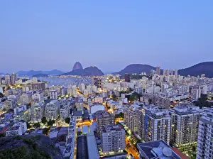 Sugar Loaf Prints: Brazil, City of Rio de Janeiro, Twilight view over Botafogo Neighbourhood towards