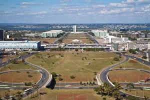 Brasilia Prints: Brazil, Distrito Federal-Brasilia, Brasilia, View of Eixo Monumental from the TV Tower