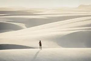 Dune Prints: Brazil, Maranhao, Atins, Lencois Maranhenses national park, people standing in